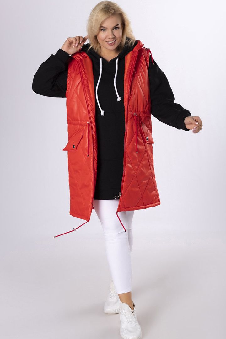 Veste ar kapuci sarkanos toņos, lielie izmēri i-veikalā jandase.lv