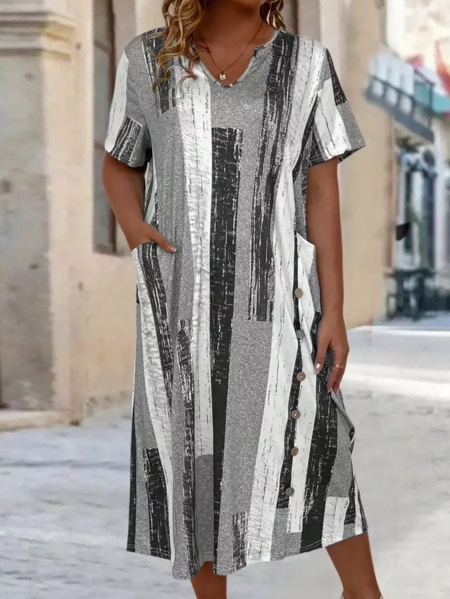 Kleita ar baltām svītrām, lielie izmēri i-veikalā jandase.lv