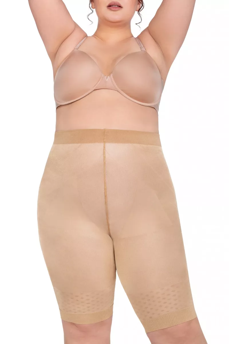 Augsta vidukļa anti berzes šorti bēšā krāsā 70DEN, lielie izmēri i-veikalā jandase.lv
