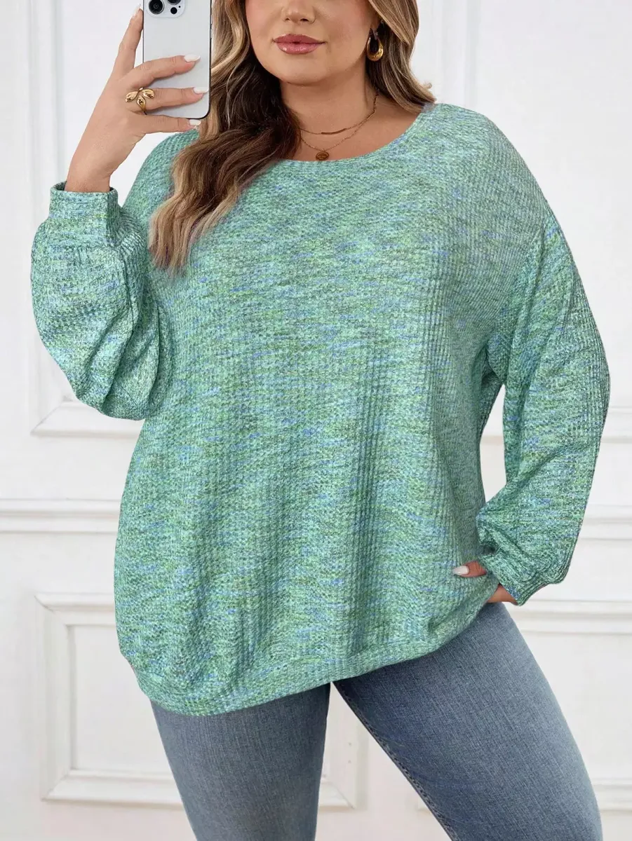 Zaļš mistrots džemperis, lielie izmēri i-veikalā jandase.lv