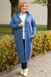 Zila garā jaka bez oderes - lielie izmēri sievietēm