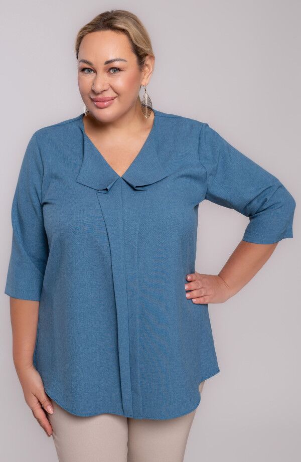 Džinsa zila lina blūze, lielie izmēri i-veikalā jandase.lv