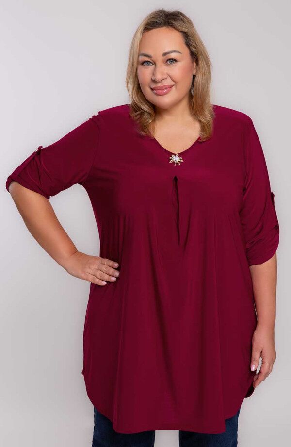 Bordo tunika ar piespraudi, lielie izmēri i-veikalā jandase.lv