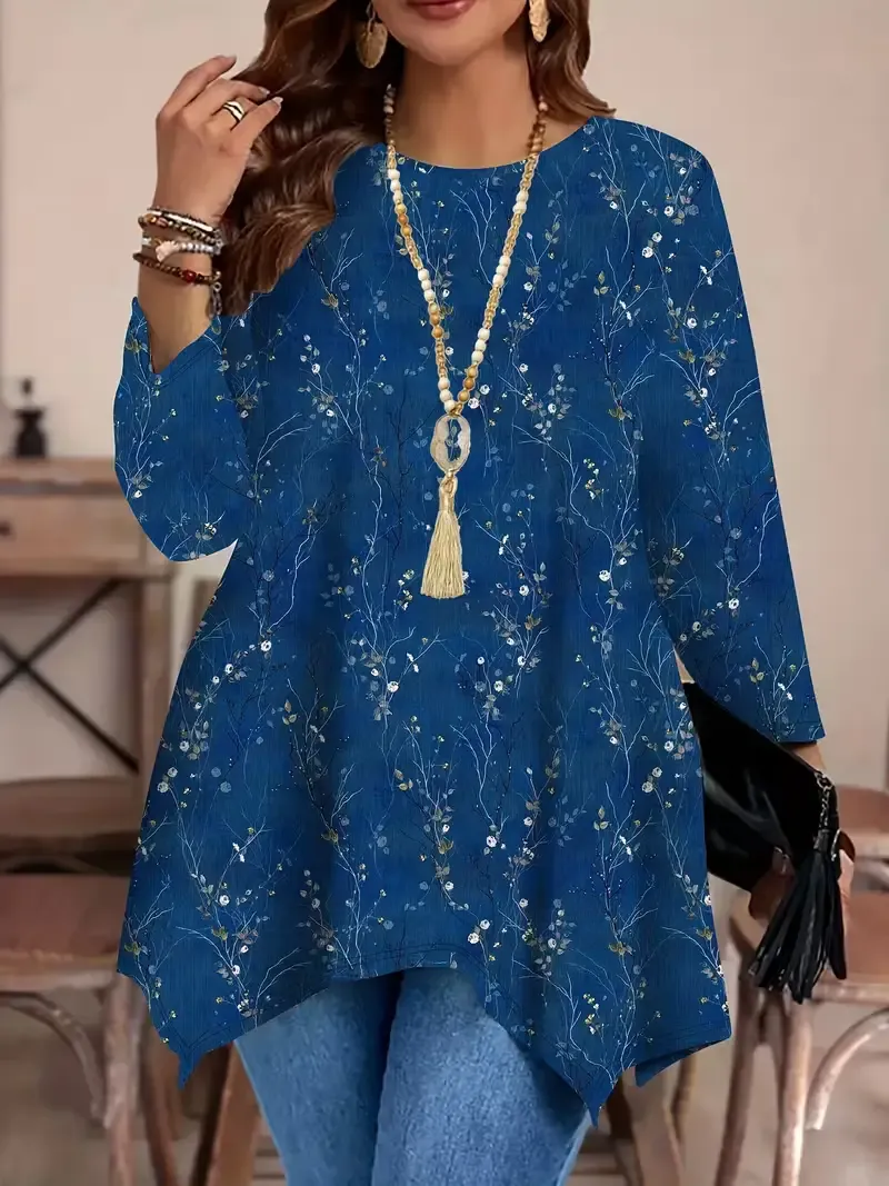 Tunika ar asimetriskiem stūriem, lielie izmēri i-veikalā jandase.lv