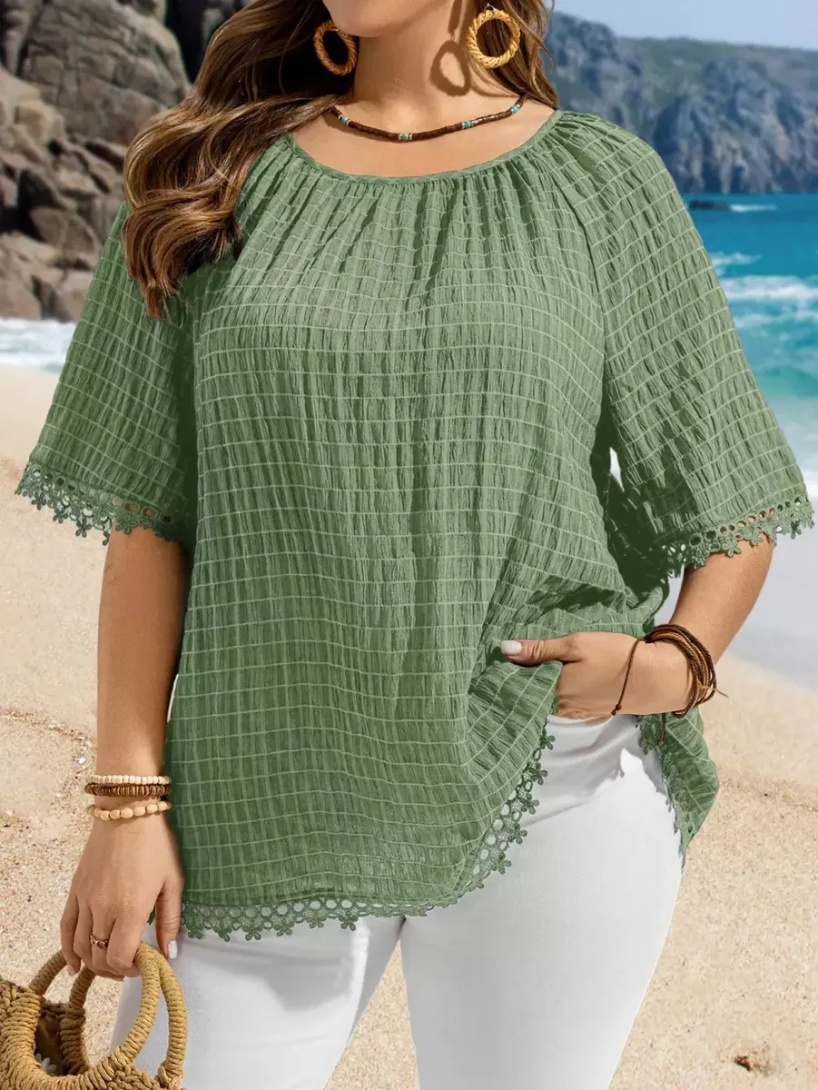 Zaļa lielo izmēru tunika, lielie izmēri i-veikalā jandase.lv