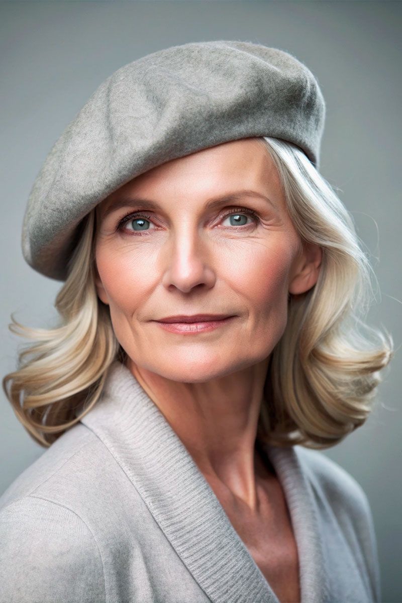 Gaiši pelēka vilnas berete sievietēm, lielie izmēri i-veikalā jandase.lv