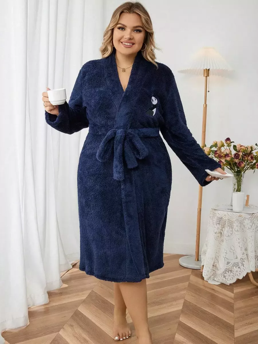 Tumši zils sieviešu halāts, lielie izmēri i-veikalā jandase.lv