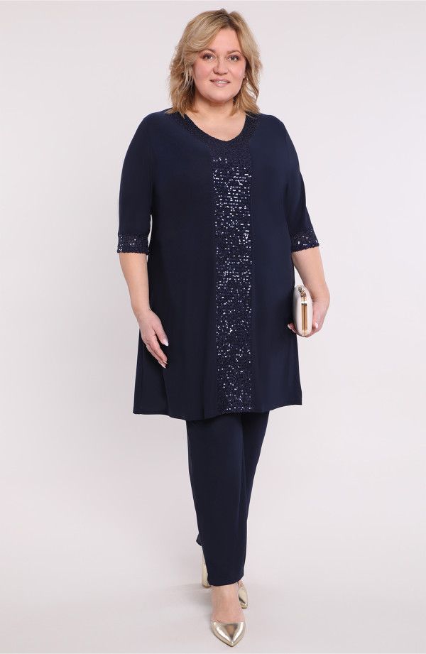 Tumši zils sieviešu bikškostīms svētkiem, lielie izmēri i-veikalā jandase.lv