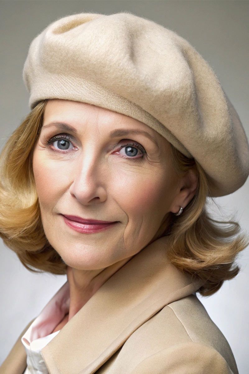 Bēša sieviešu berete, lielie izmēri i-veikalā jandase.lv