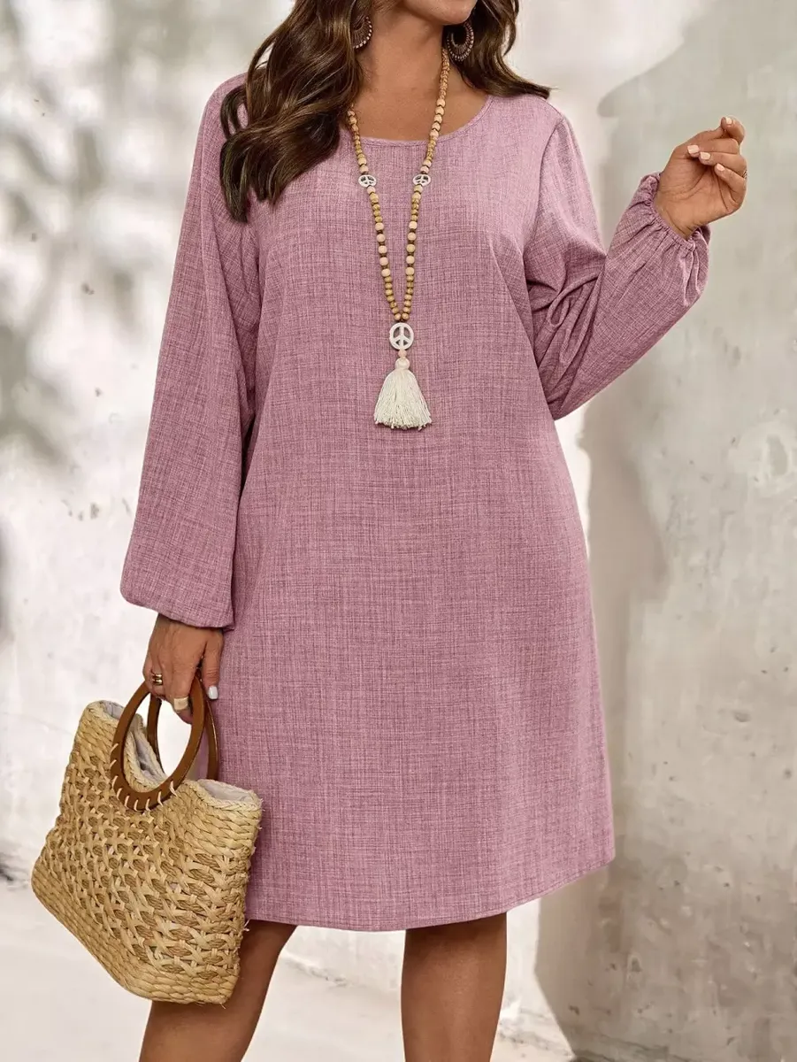 Ikdienas kleita rozā toņos, lielie izmēri i-veikalā jandase.lv