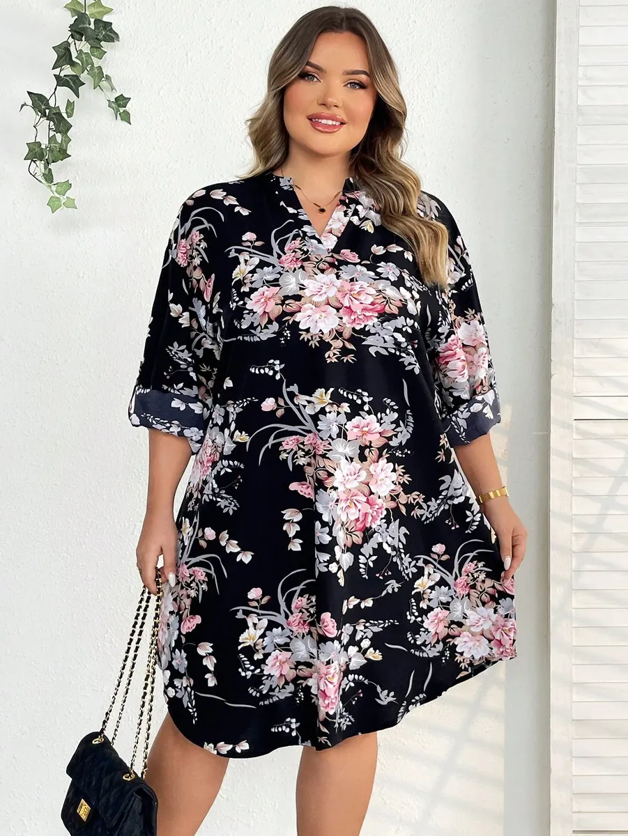 Kleita ar košiem ziediem, lielie izmēri i-veikalā jandase.lv