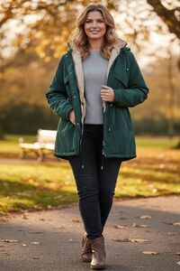 Smaragdzaļa sieviešu virsjaka - lielie izmēri sievietēm