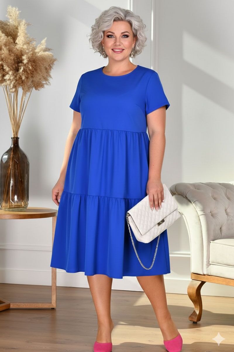 Zila kleita ar volāniem, lielie izmēri i-veikalā jandase.lv