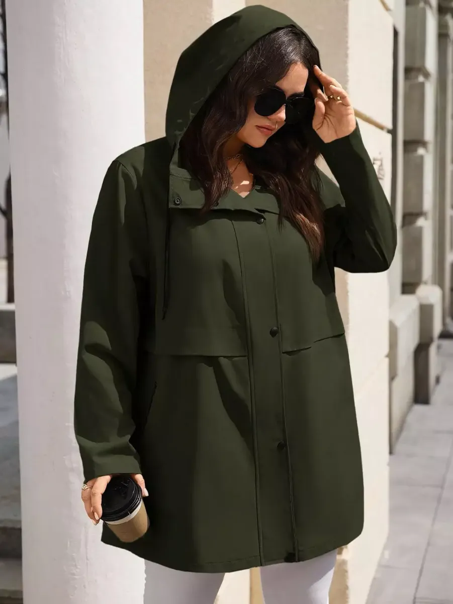 Tumši zaļš sieviešu trencis, lielie izmēri i-veikalā jandase.lv