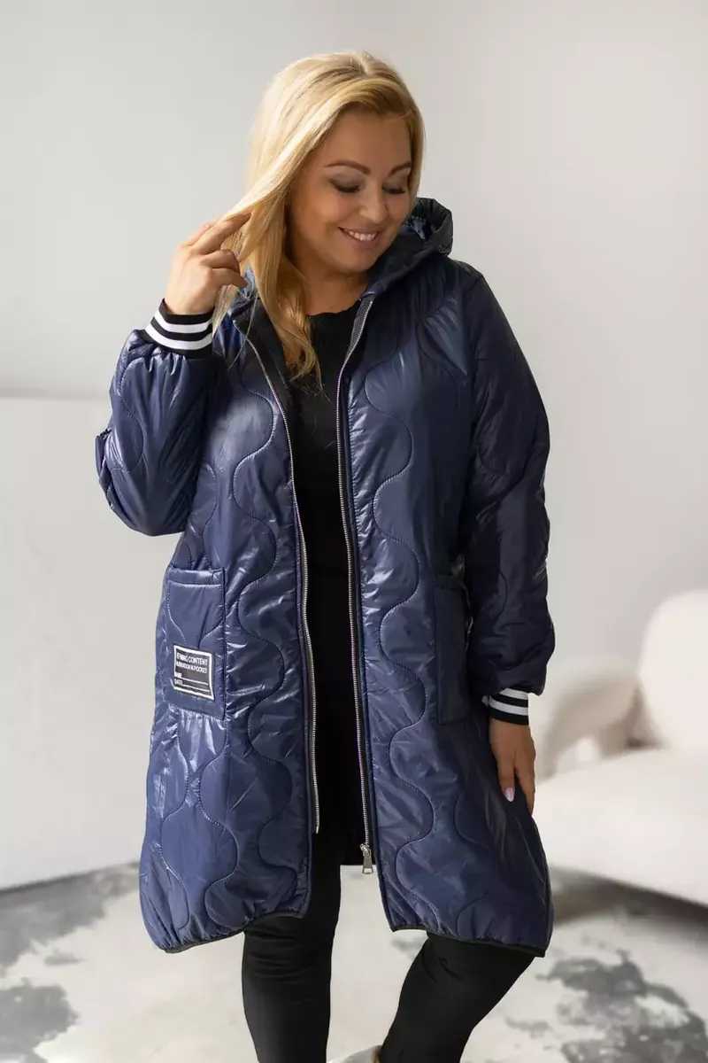 Tumši zila lielo izmēru virsjaka ar siltinājumu, lielie izmēri i-veikalā jandase.lv