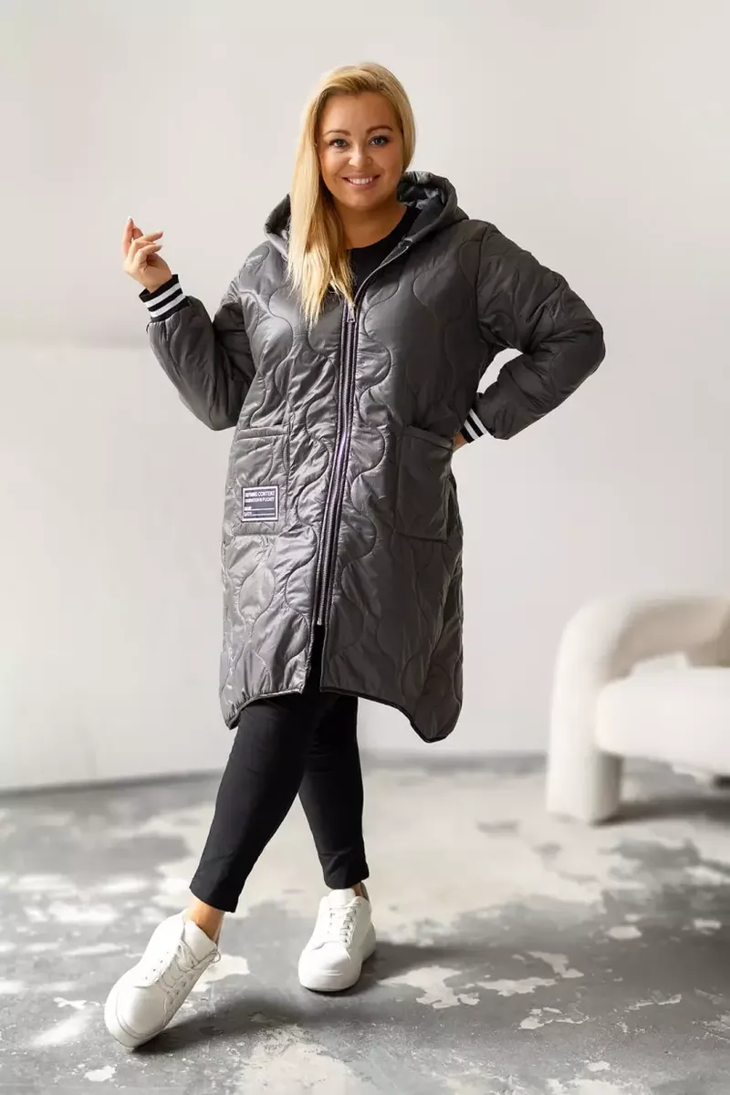 Pelēka lielo izmēru virsjaka ar siltinājumu, lielie izmēri i-veikalā jandase.lv