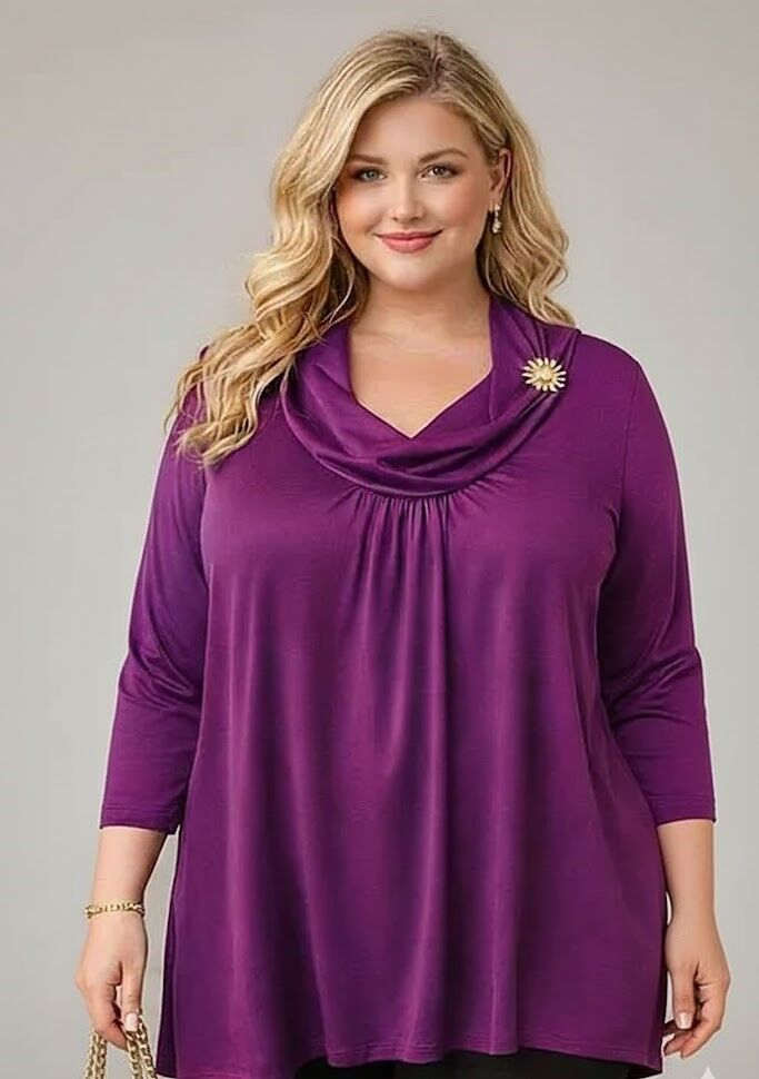 Koša tunika ar piespraudi, lielie izmēri i-veikalā jandase.lv