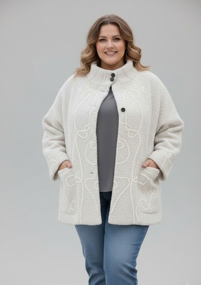 Balta virsjaka ar uzšuvumiem, lielie izmēri i-veikalā jandase.lv