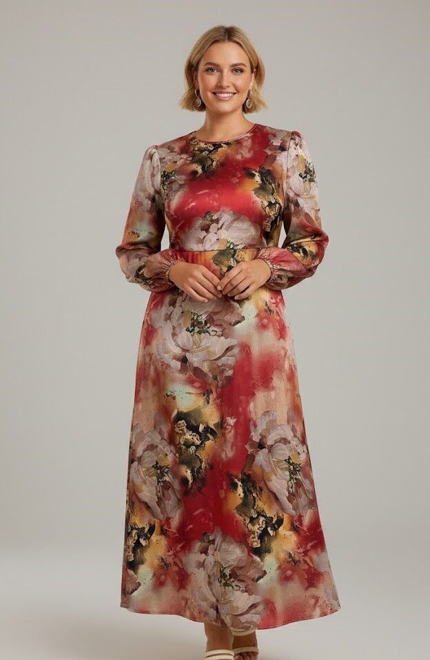 Pavasarīga garā kleita, lielie izmēri i-veikalā jandase.lv