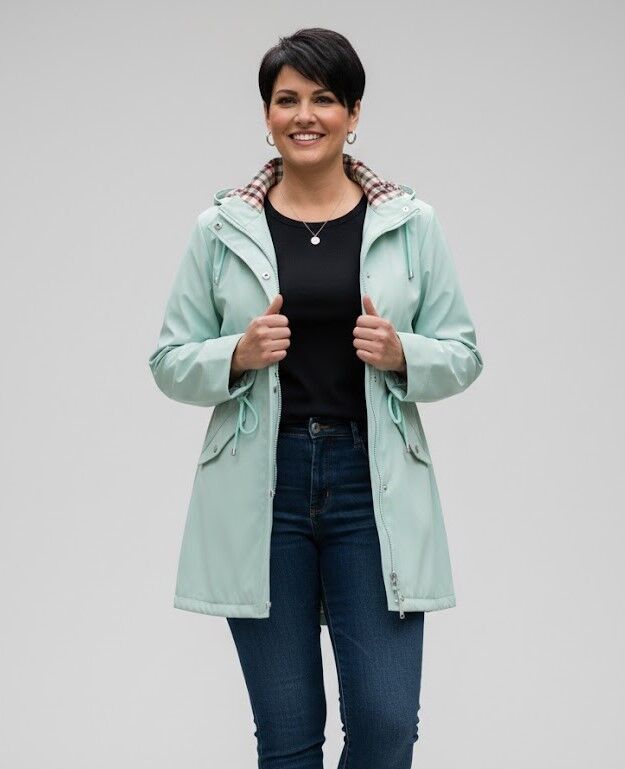 Viegla pavasarīga virsjaka piparmētas toņos, lielie izmēri i-veikalā jandase.lv