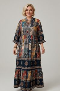 Garā kleita ar košu rakst... M-343240092 sievietēm