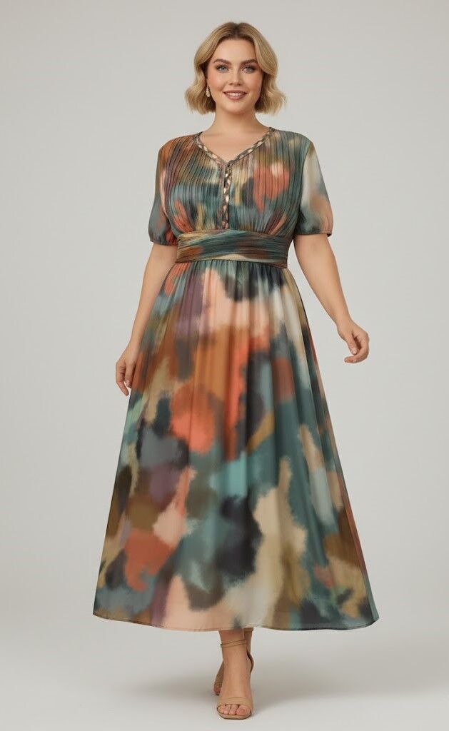 Kleita ar izteiktu jostasvietu, lielie izmēri i-veikalā jandase.lv