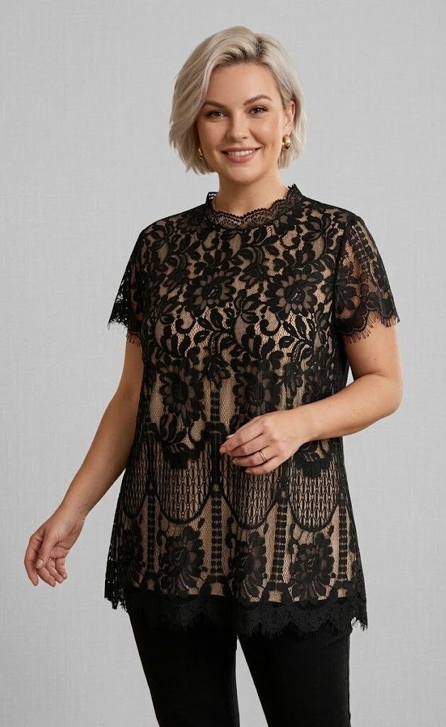 Tunika ar mežģīni, lielie izmēri i-veikalā jandase.lv