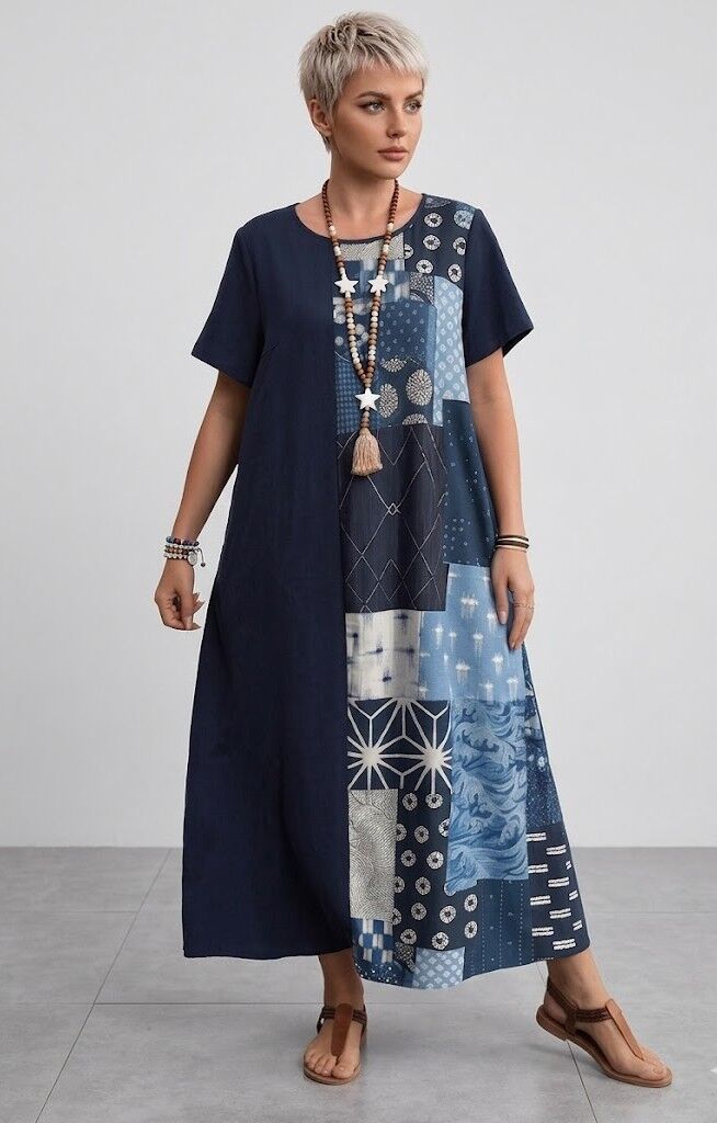 Tumši zila kleita ikdienai, lielie izmēri i-veikalā jandase.lv