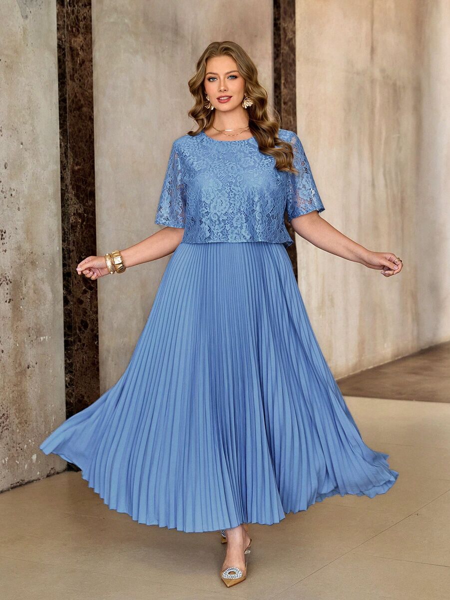 Romantiska kleita ar gofrētu lejasdaļu, lielie izmēri i-veikalā jandase.lv