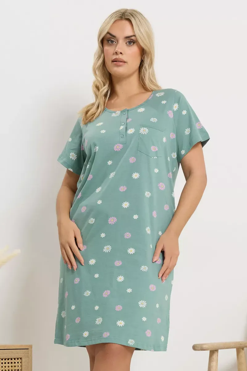 Piparmētru zaļš kokvilnas naktskrekls, lielie izmēri i-veikalā jandase.lv