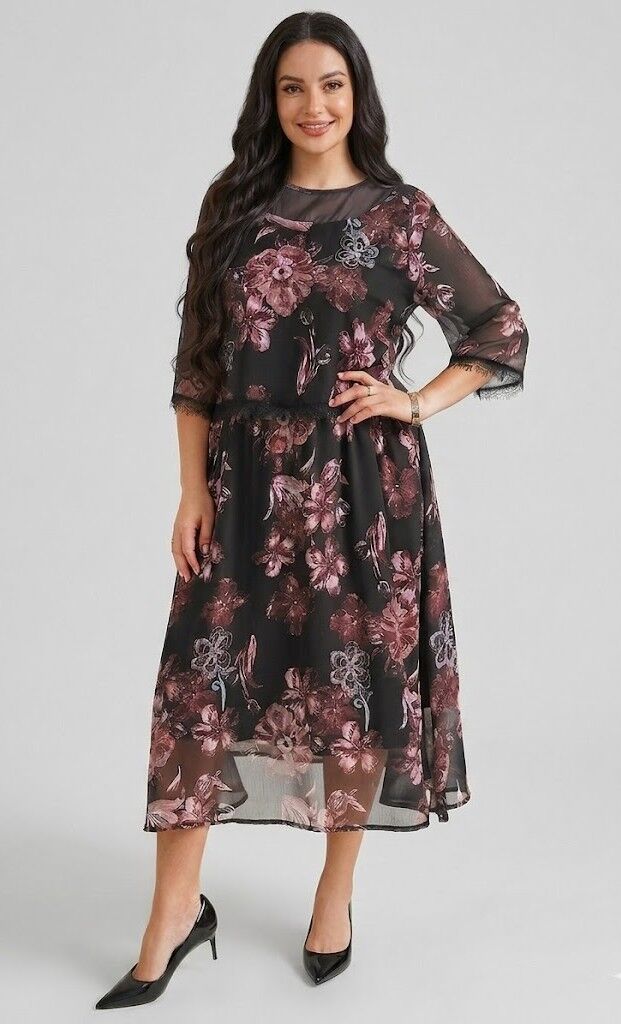 Kostīms ar ziedu rakstu, lielie izmēri i-veikalā jandase.lv