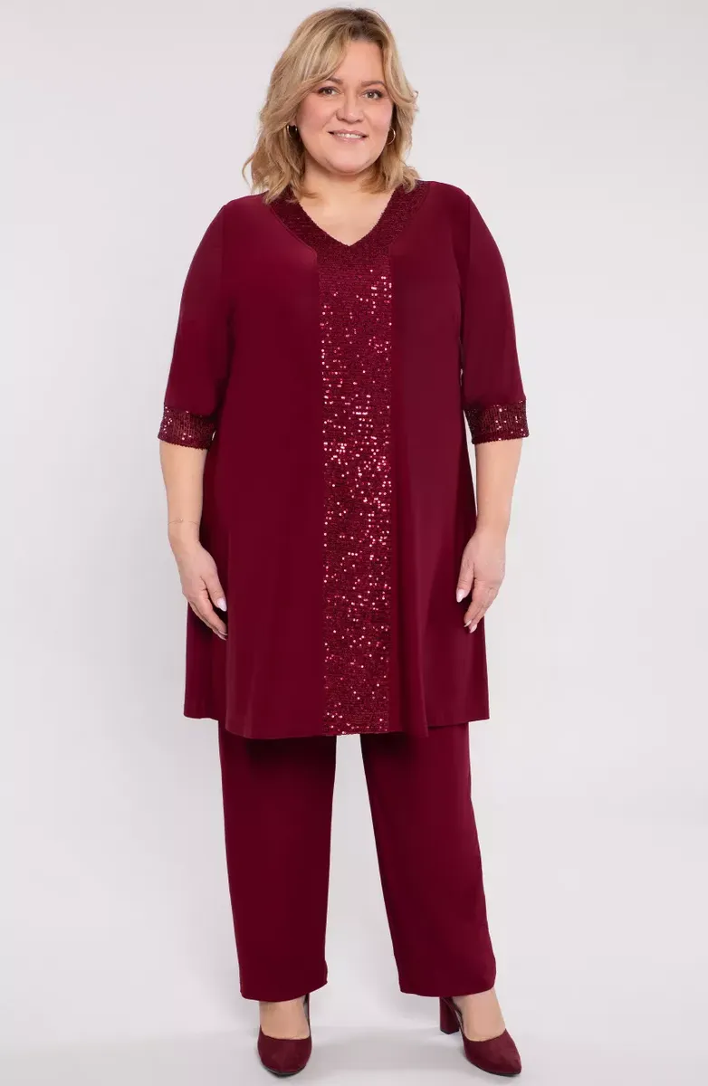 Bordo sieviešu komplekts ar fliteriem, lielie izmēri i-veikalā jandase.lv