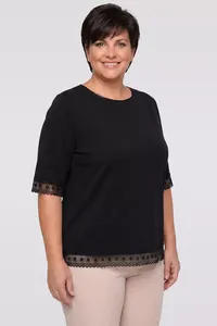 Melna sieviešu blūze ar mežģīnēm - lielie izmēri sievietēm
