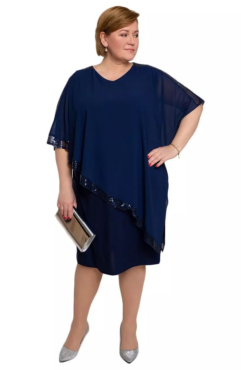 NAV PIEEJAMS | Недоступен | Out Of Stock Tumši zila kleita ar fliteriem (DZXX), lielie izmēri i-veikalā jandase.lv