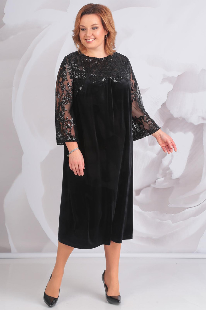 Eleganta, melna kleita svētkiem, lielie izmēri i-veikalā jandase.lv