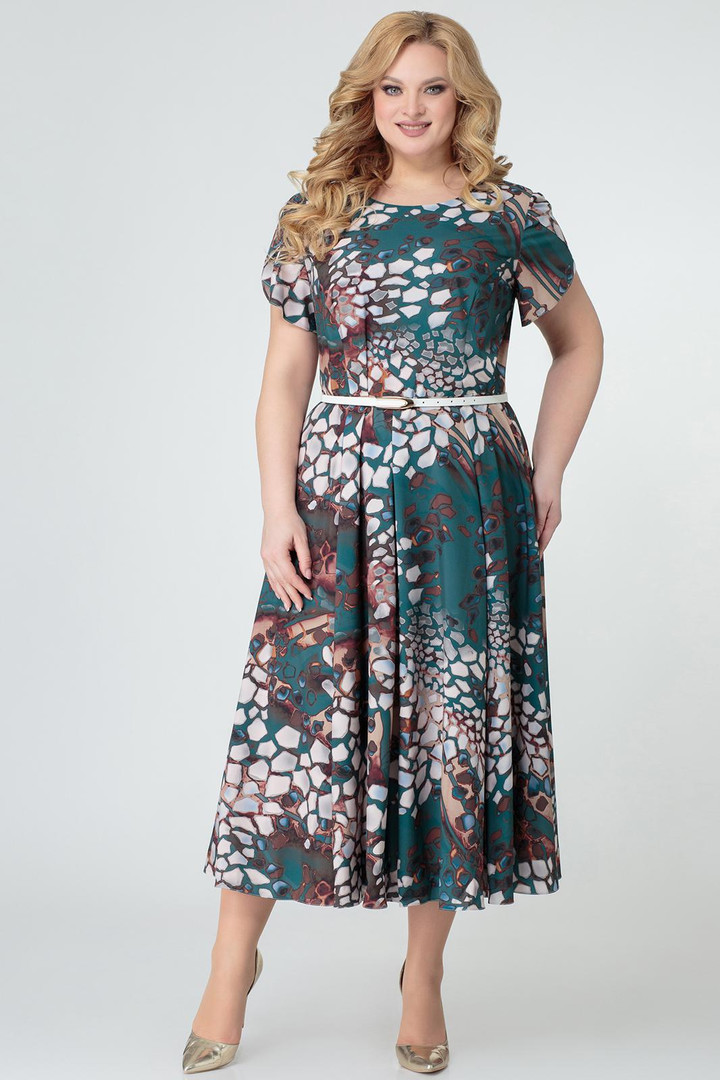 Daudzkrāsaina kleita ar jostiņu, lielie izmēri i-veikalā jandase.lv