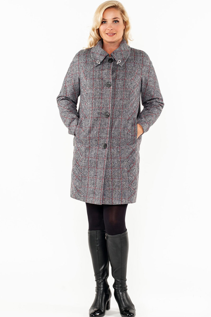 Pelēks mētelis ar sīkām rūtiņām (izs.05.11.), lielie izmēri i-veikalā jandase.lv