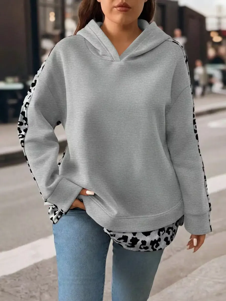 Pelēks sieviešu džemperis, lielie izmēri i-veikalā jandase.lv