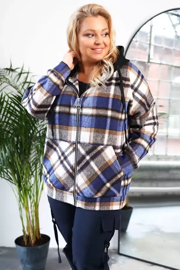 Rūtaina pavasara jaka ar kabatām (DZXX), lielie izmēri i-veikalā jandase.lv