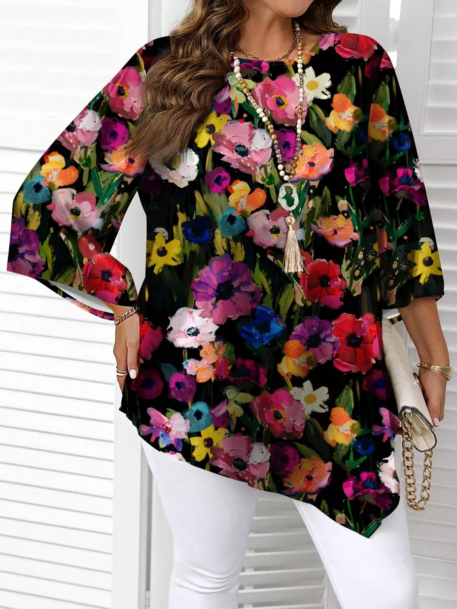 Tunika ar košiem ziediem, lielie izmēri i-veikalā jandase.lv
