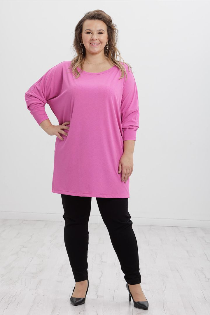 Rozā Plus size tunika, lielie izmēri i-veikalā jandase.lv