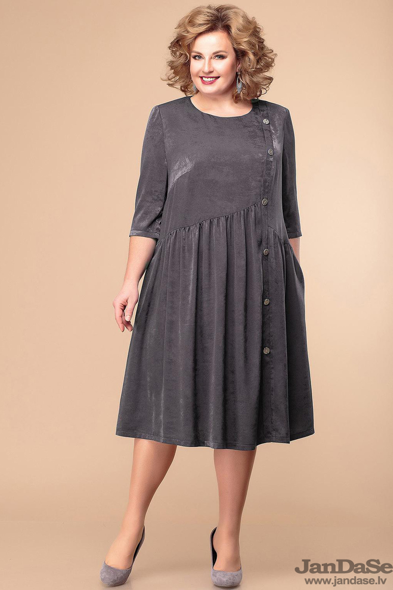 Pelēka kleita, lielie izmēri i-veikalā jandase.lv
