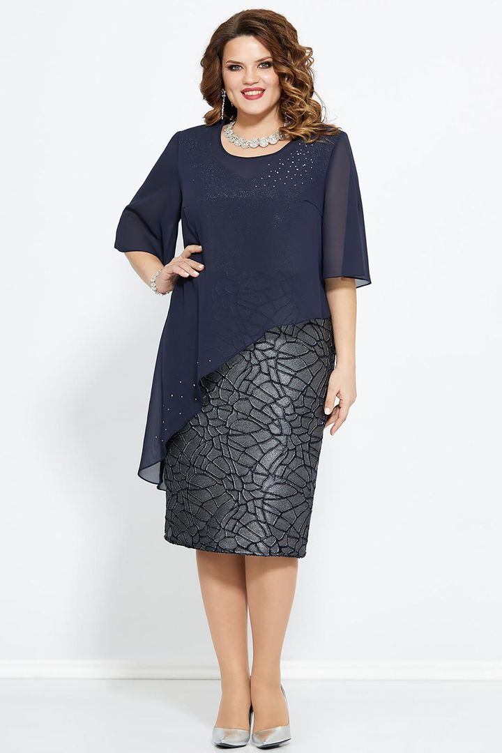 Tumši zila šifona svētku kleita, lielie izmēri i-veikalā jandase.lv