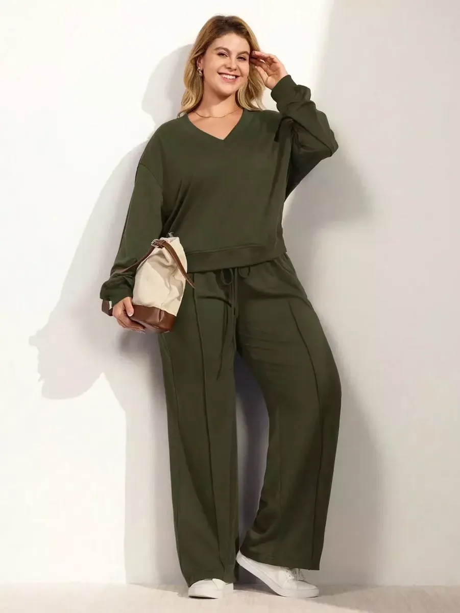 Haki zaļš brīvā laika kostīms, lielie izmēri i-veikalā jandase.lv