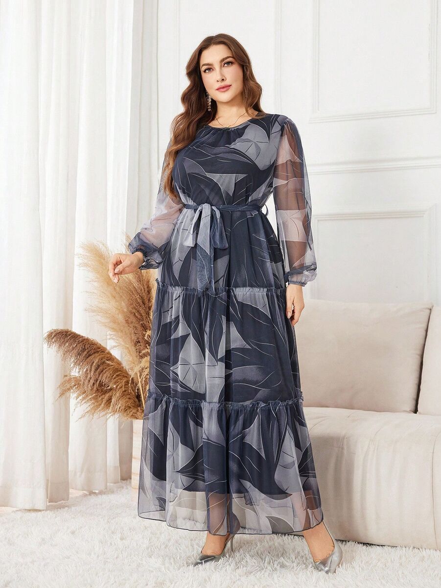 Garā kleita ar jostiņu, lielie izmēri i-veikalā jandase.lv