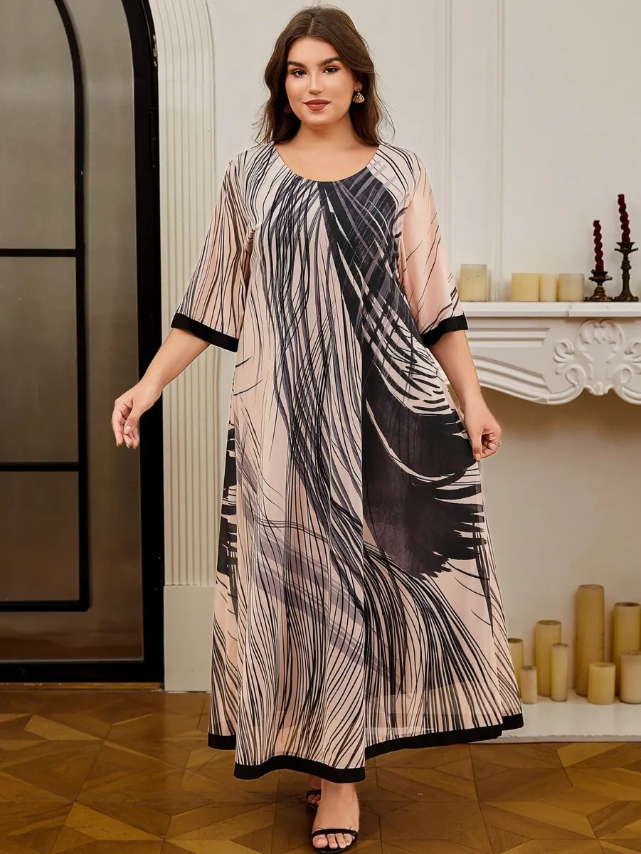 Garā kleita ar rakstu, lielie izmēri i-veikalā jandase.lv