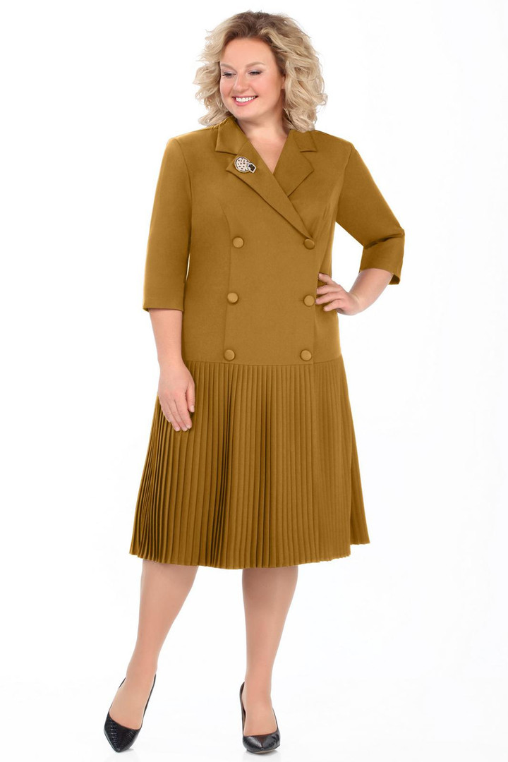 Sinepju krāsas kleita ar piespraudi, lielie izmēri i-veikalā jandase.lv