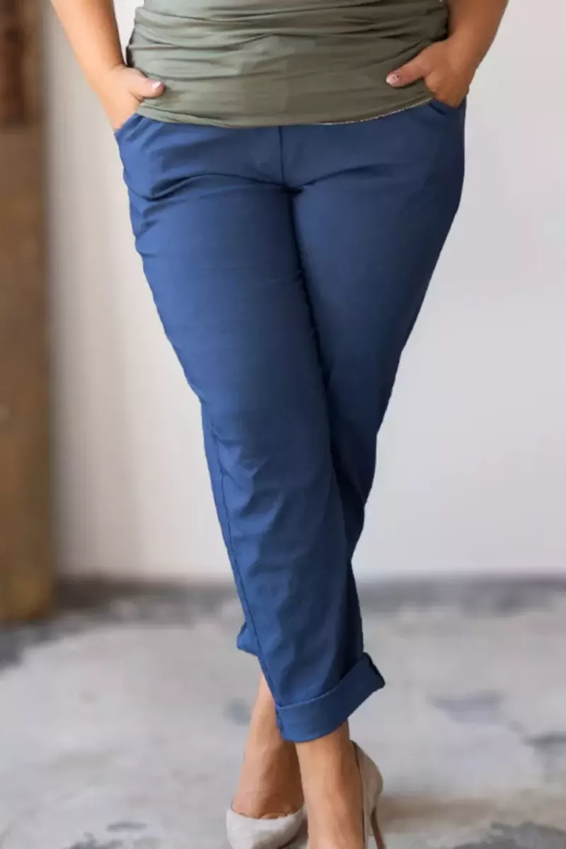 Zilas sieviešu bikses, lielie izmēri i-veikalā jandase.lv