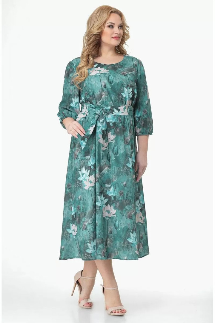 Pavasarīga kleita zaļos toņos, lielie izmēri i-veikalā jandase.lv