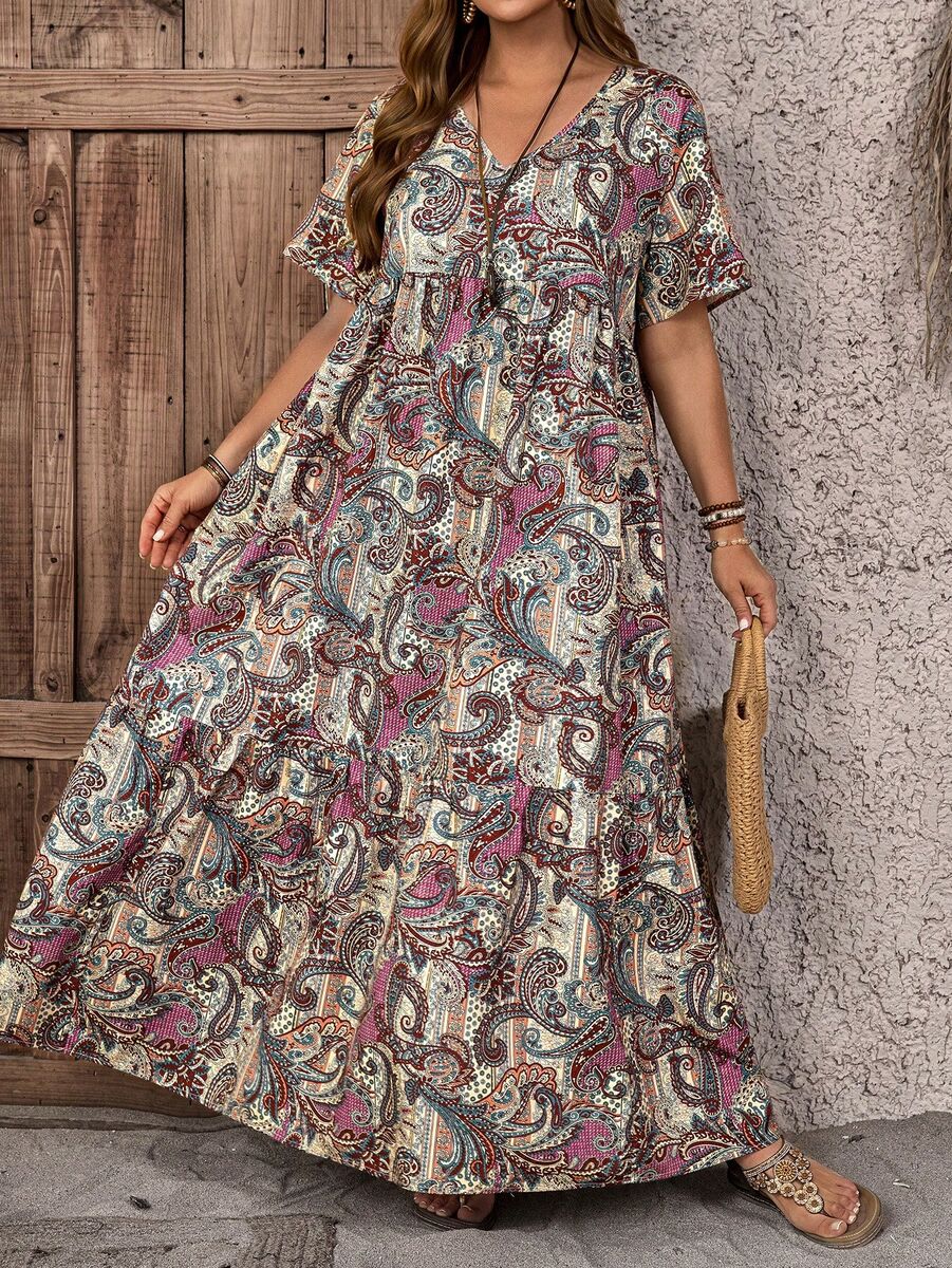 Daudzkrāsaina kleita vasarai, lielie izmēri i-veikalā jandase.lv